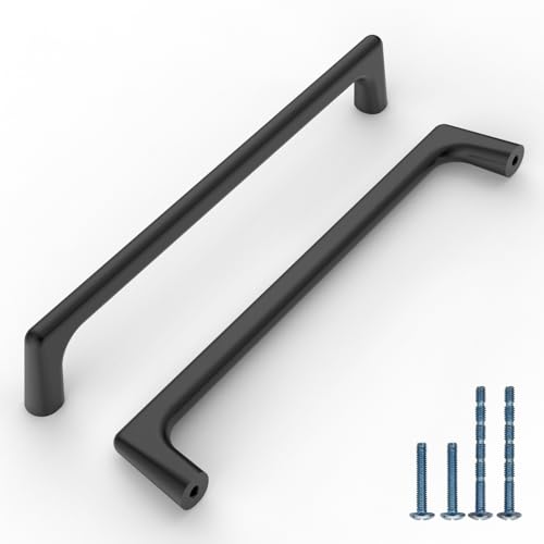 Image of 9BUILD Matte Black Cabinet Pulls - 10 Pack, 6.25 Inch, Black Kitchen Pulls & Drawer Handles