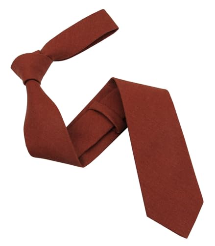 Image of Mens Solid Linen Ties - Slim Pattern Necktie for Men Wedding Groomsmen