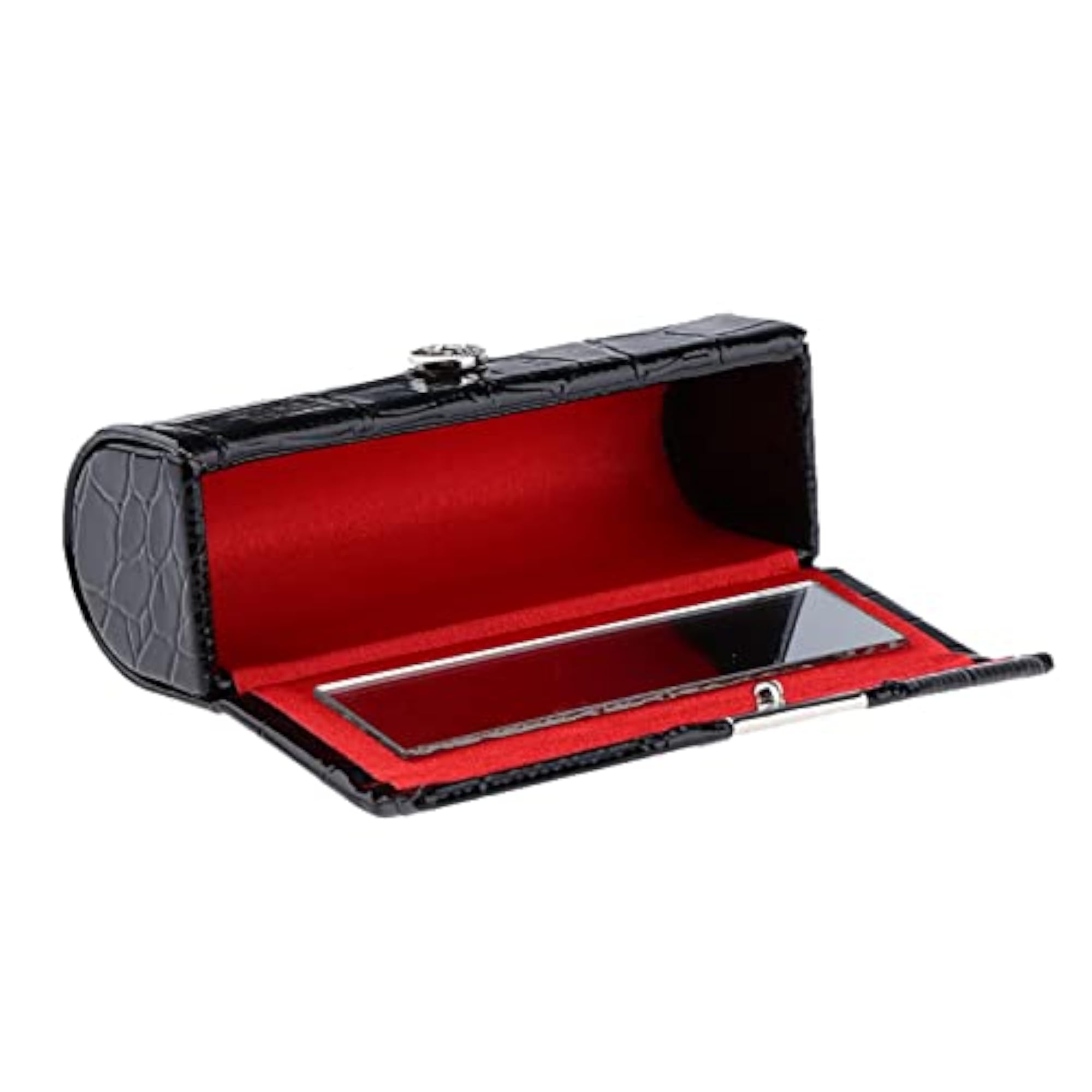 2Pcs Women PU Leather Lipstick Case Holder with Mirror