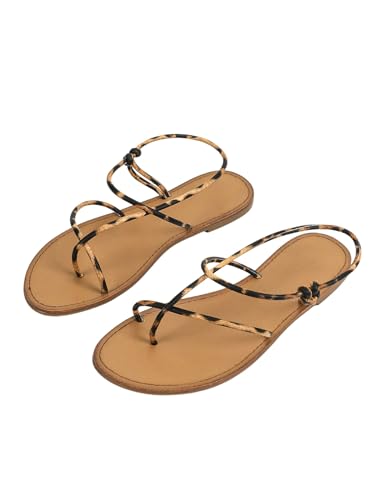 Image of GORGLITTER Women's Summer Sandals 2026 Strappy Slingback Flats Dressy Cute Beach Vacation Slides