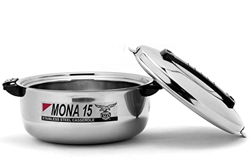 Image of Eagle Mona Stainless Steel Thermoware Casserole Keeps Food Hot and Fresh for Long Hours (1500 ml)
