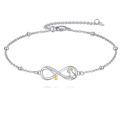 Image of POPLYKE Ladybug /Dragonfly /Bee /Paw Bracelet for Women Sterling SIlver Bracelet /Anklet Jewelry Gift for Women