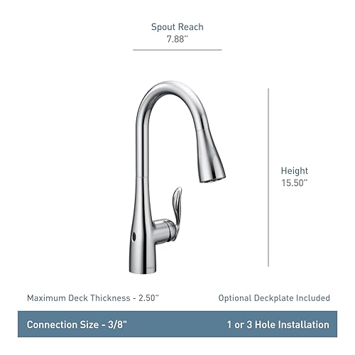 Image of Moen Arbor Oil Rubbed Bronze Motionsense Wave Touchless One-Handle Pulldown Kitchen Faucet Featuring Power Clean, 7594EWORB