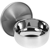 DECHOUS Edelstahl Men Rasierseifenschale with Lid Useful Shaving Cream Soap Bowl Practical Mühle Rasierschale for Home Bathroom (Silver)