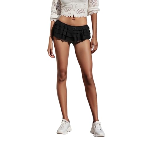 Image of Lace Ruffle Bloomers Women Lolita Mini Shorts Mesh Pumpkin Micro Boy Bottoms Ruffled Pettipants Layered Panties