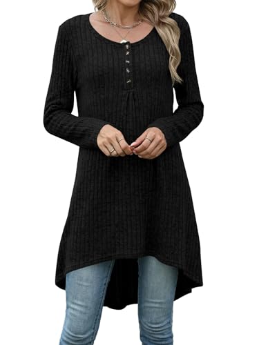 Naggoo Long Tunic Tops for Women for Leggings Long Sleeve Henley Shirts High Low Fall Sweaters M-3XL