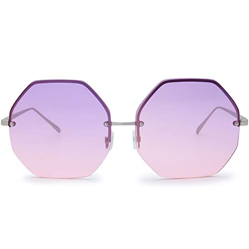 The Fresh Fashion Designer Huge Hexagon Metal frame Ocean Colored Lens Sunglasses Gift Box
