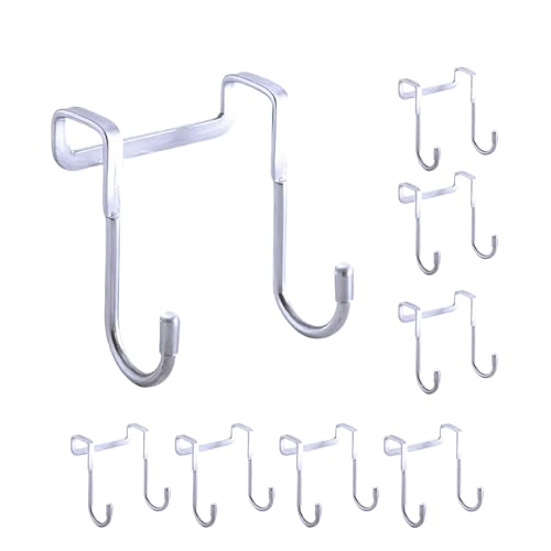 2 Pack Over Cabinet Door Hook & Over The Door Hook, Stainless Steel Hanging Hooks for Towels, Bags, Clothes – Bathroom Door Hooks for Towels, Kitchen Cabinet Hooks, Wardrobe Hooks, Dorm Room Hangers