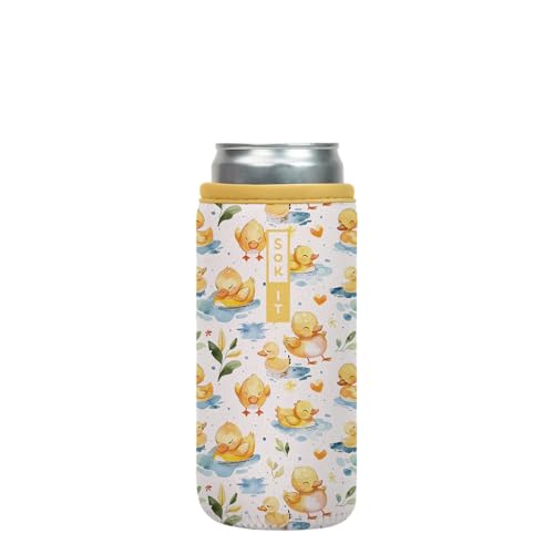Sok It CanSok Sleeve for Beer & Soda Insulated Neoprene Cover (Just Ducky, 12oz Slim Can Sleeve)