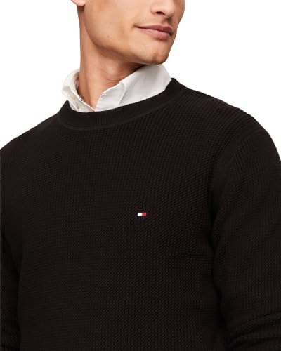 Image of Tommy Hilfiger Men's Waffle Knit Crewneck Sweater Lightweight Pullover, Also Available in Big & Tall