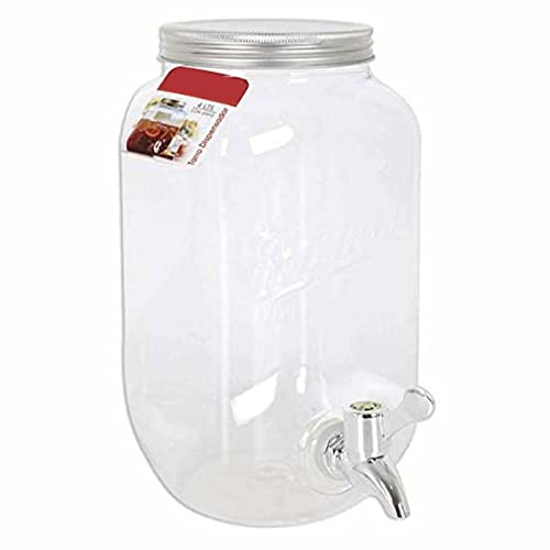 Tarro dispensador de bebidas de plástico con tapa y grifo de 8 litros. Botella con grifo, garrafa, 32 x 15 cm