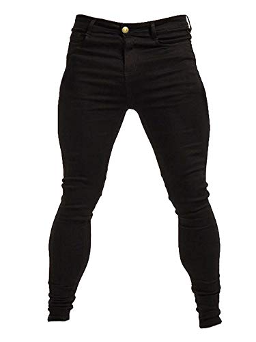 Andongnywell Black Skinny Jeans for Men Stretch Super Skinny Fit Jeans Biker Slim Fit Stretchy Tapered Denim Pants