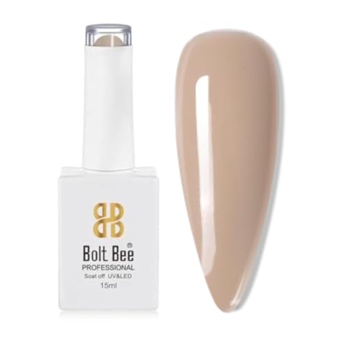 Image of Bolt Bee Nude Beige Color Gel Nail Polish Soak Off UV Gel DIY at Home Manicure Salon Nail Art (122, 15ml)