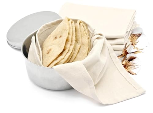 Image of Cotton Muslin Roti Cloth Set of 5 - 15x15 Inch Chapati Wraps for Kitchen & Hot Case | Soft Breathable Fabric for Storing and Wrapping Rotis & Chapatis