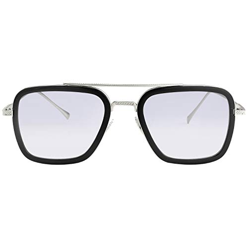 Image of Kursan Polarized Tony Stark Sunglasses for Men Women Vintage Square Metal Frame Iron Man and Spider-Man Eyeglasses
