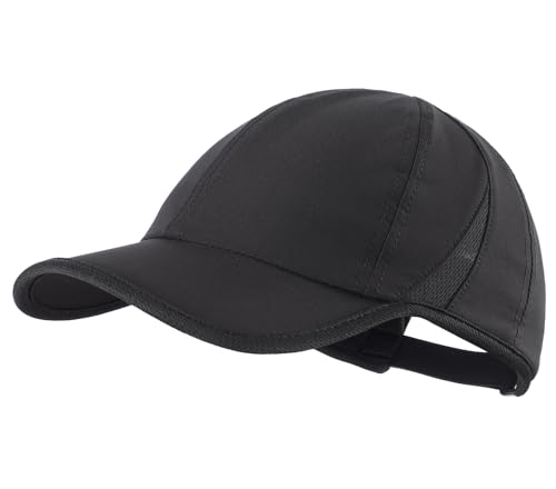 Image of Decentron Men's Performance Baseball Cap for Running & Golf UV Sun Protection Quick Dry Fit Hat Adjustable Sport Cap Black