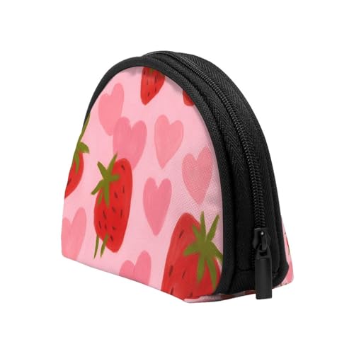 Portable Coin Purse Strawberry Heart Pattern Mini Zippered Money Pouch Card Holder4