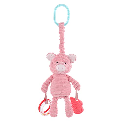 Image of Apricot Lamb Baby Stroller or Car Seat Activity and Teething Toy, Features Plush Pig Character, Gentle Rattle Sound & Soft Teether, 8.5 Inches