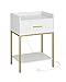 Masupu Nightstand with Charging Station,3-Tier Modern Bedside Night Stand with Storage Drawer and Shelf,Small End Side Table for Bedroom,Living Room,White