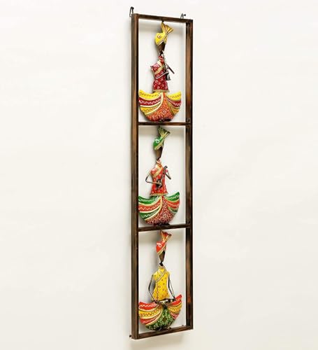 Image of Metal Nagpuri Musician Showpiece Wall Frame | Handcrafted Tribal Musician Art Decor | Ethnic Wall Hanging for Living Room Office Music Room | Indian Folk Sculpture (Sardar Design)