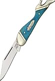 Rough Rider Small Leg Fold Knife 3 1/4in, SS clip blade, Turquoise smooth bone handle