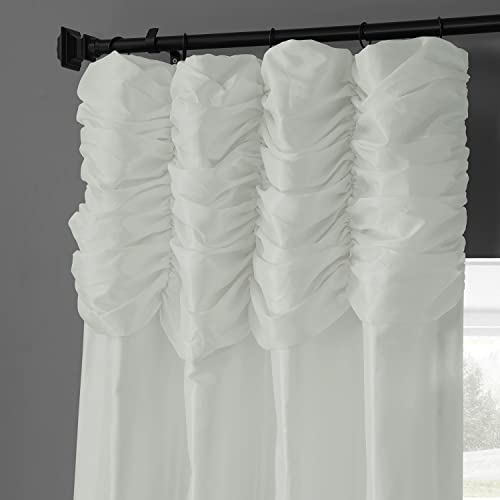 Image of HPD Half Price Drapes Ruched Faux Taffeta Silk Curtains 120 Inches Long Room Darkening Curtains for Bedroom & Living Room (1 Panel), 50W x 120L, Eggshell
