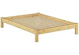 Erst-Holz® Doppelbett Massivholzbett Kiefer Natur 140x200 Futonbett Jugendbett Einzelbett Rollrost...