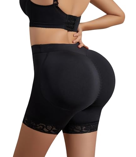 WEICHENS Women Bigger Butt Enhancer Butt Lifter Padded Lace Shapewear Control Panties Seamless Thicker Fake Buttock Underwear Black 2XL