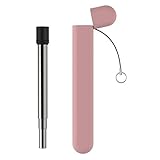 Lund London - Pflanzen-Reisestrohhalm – wiederverwendbarer Edelstahl-Strohhalm und Etui – umweltfreundliche Geschenke (Rosa)