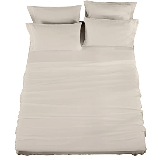 Hotel Essentials 3 Piece Sheet Set, Microfiber, Beige, Twin Sheet Set