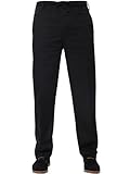 BRAND KRUZE Mens Relaxed Regular Fit Elasticated Rugby Trouser Pants Casual Work Trousers Big Waist Black 44W / 31L