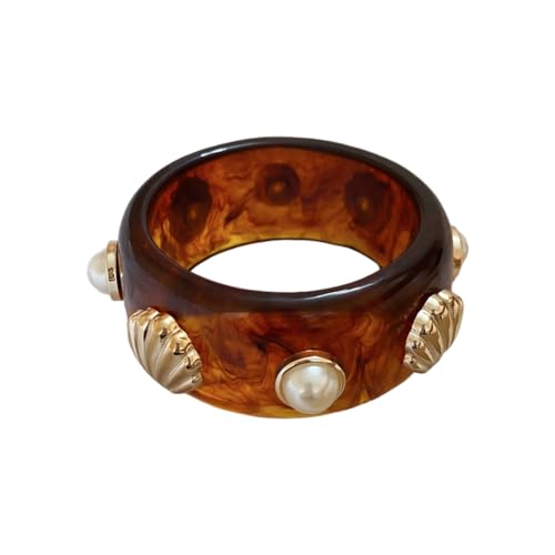 Image of 1Pc Resin Wide Round Bangle Bracelets Minimalist Jewelry for Women Geometric Bohemian Colorful Wrap Bracelet Elegant Round Acrylic Holiady Chunky Thick Bracelet