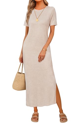 Arach&Cloz Womens Summer Wool Blend T Shirt Maxi Dress 2026