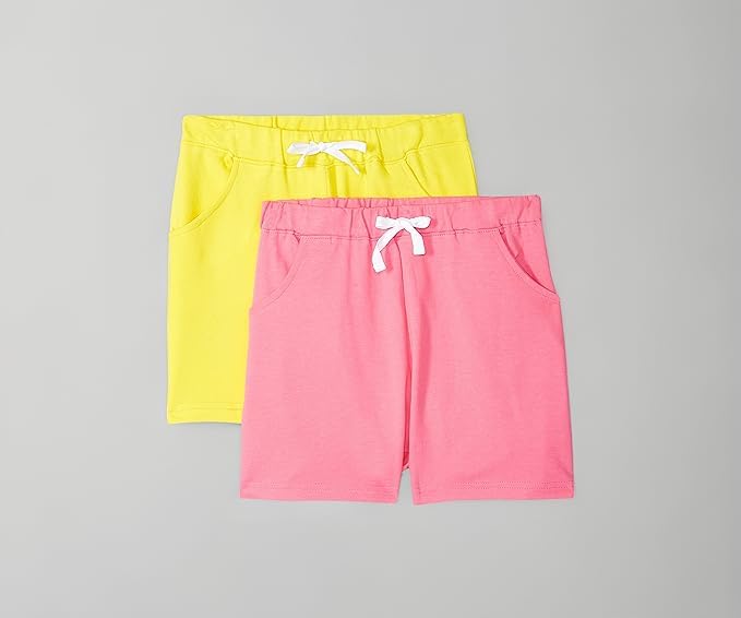 Image of Cloth Theory Premium Cotton Shorts for Girls - Regular Fit Pocket Shorts for Girls Pack of 2