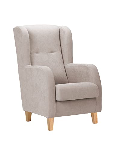 Sillonea- Sillón Estrecho Lisboa, Especial Ancho DE 67 cm,  butaca de Estilo Moderno. Sillón Individual Acolchado para salón o Dormitorio. 67x80x107 cm. Tela Antimanchas (Beige, Natural) Cover