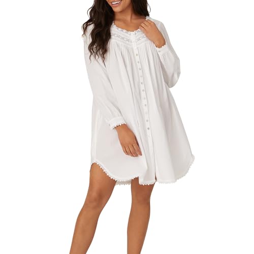 Image of Eileen West Queen Anne's Lace Womens Sleepwear & Loungewear - Heirloom Dream Collection - 100% Cotton Long Sleeve Short Robe