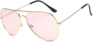 Chezi Unisex Gold Wire Frame Tinted Lens Aviator Sunglasses (gold, pink), Medium