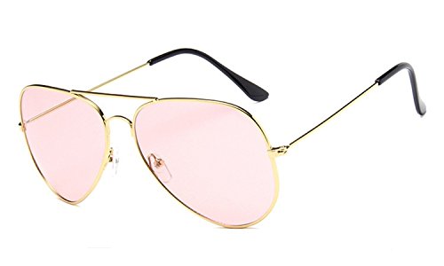 Chezi Unisex Gold Wire Frame Tinted Lens Aviator Sunglasses (gold, pink), Medium
