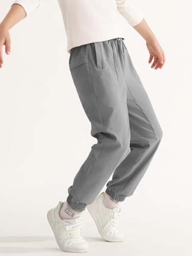 Haloumoning Boys Joggers Cargo Pants Elastic Drawstring Waist Kids Hiking School Pants with Pockets 4-14 Years3