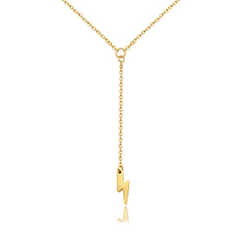 Preisvergleich Produktbild Kristland - 14 Stahl Stahl Blitz einfache Persönlichkeit Anhänger Schmuck Halskette Geschenk Charme für Frauen Mädchen