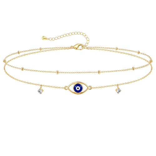 GoldSterling Silver Anklet Bracelets for Women Waterproof Non Tarnish 925 Sterling Sliver Plated Heart Evileye Butterfly Charm Dainty Summer Beach Anklets for Women Beach Vacation Bikini Outf product thumbnail 17