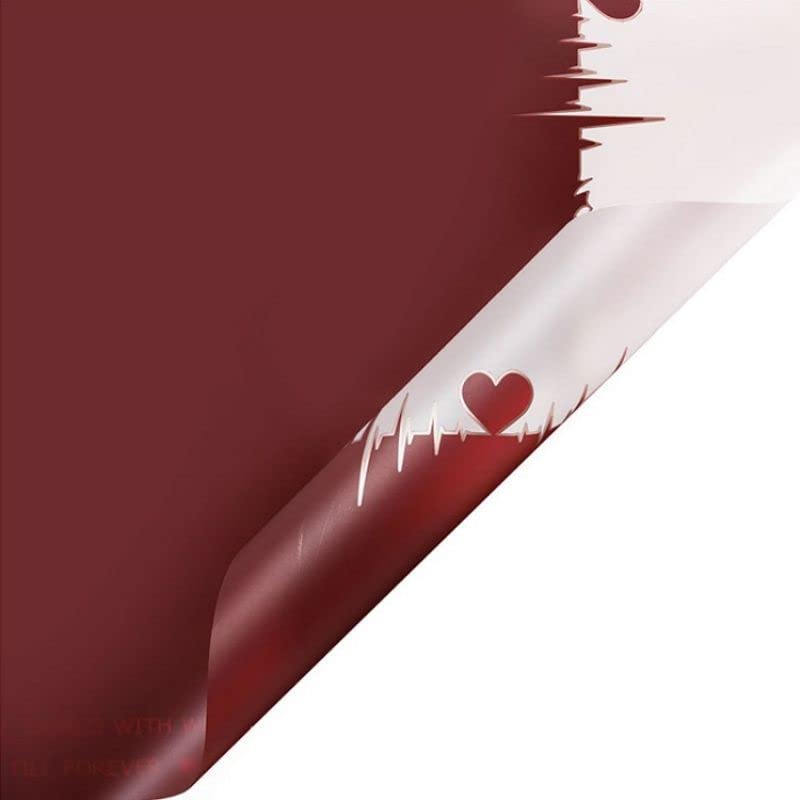 Image of Oasis - 20 Sheets Korean Style Waterproof Premium Bouquet Wrapping Sheet (58cm x 58cm, 60 Microns) | HeartBeat Border Design, Giftwrap for Flowers & DIY Gift Wrapping Paper For Valentines Day (Burgundy)