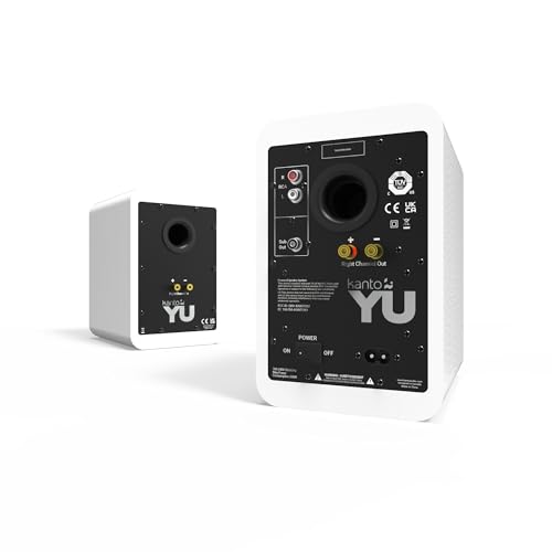 Image of Kanto YUW 140W Powered Speakers with Bluetooth 4.2 and RCA Input | Features Signal Detection and Auto Stand-by | Remote Included | Pair | Matte White