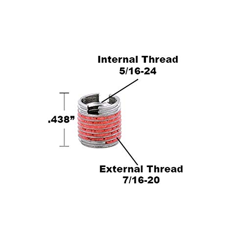 Image of E-Z LOK Threaded Insert for Metal Thin Wall 303 Stainless Steel Thread Inserts 5 /24-18 x 7 /16-20 Pack of 5