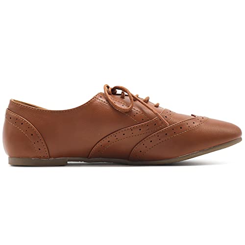 Ollio M-1914-BRN-9-4 Womens Shoes Classic Lace Up Dress Low Flats Heels Oxfords M1914(9 B(M) Us thumb #4