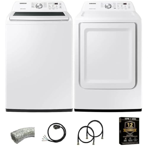 Samsung WA44A320KIT1 White Top Load High-Efficiency Smart Washer and Dryer Pair 4.5 Cu Ft Washer 7.4 Cu Ft Electric Dr
