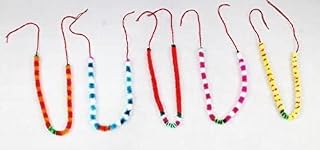 Hijet 6 Pack Indian Garland Silk Pavitra Mala Haar, for God Idol and God Photoframe,Prayer Japa mala (Small)