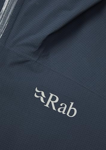 Rab Giacca leggera da uomo, leggera, impermeabile, con cappuccio, per escursionismo e trekking, Blu Tempesta, Large