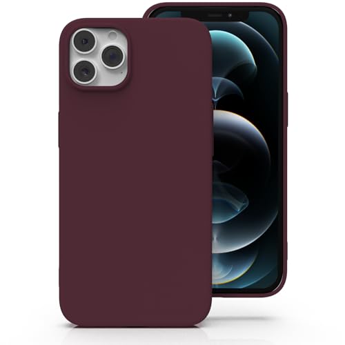 Zuvirelx Silicone Case for iPhone 12 Pro Max Soft Grip Thin Minimalist Shockproof Non-Slip Pocket-Friendly - Burgundy