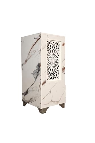 Image of Engineered Wooden Temple for Home & Gift | Corian Design Pooja Mandir Devghar | Compact Wooden Pooja Unit for Prayer Room & Living Space (White, LxWxH-43x43x100 cm)